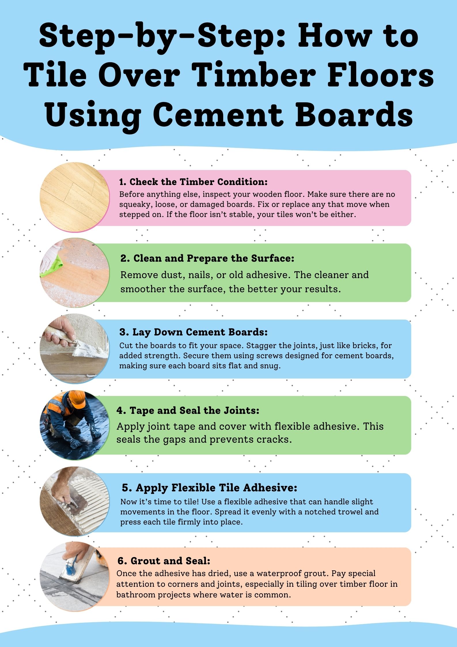 Step-by-Step How to Tile Over Timber Floors Using Cement Boards